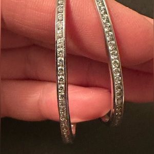 Kenneth Jay Lane CZ  2” lever Back Hoop Earrings